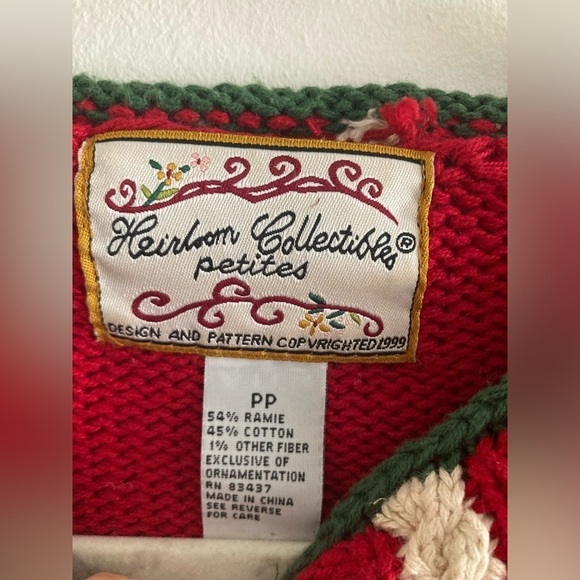 Vintage 99 Y2K Heirloom Collectibles Hand Knit Christmas Tree Sweater Petite - Picture 8 of 11